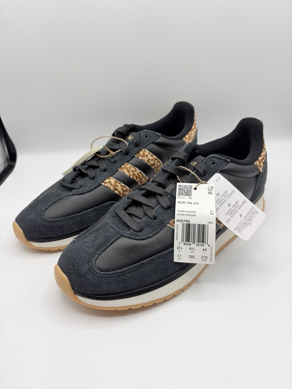 adidas Run 70s 2.0 Women Low Top Lace-Up Shoes Black Leopard Print KI5790 Sz 11